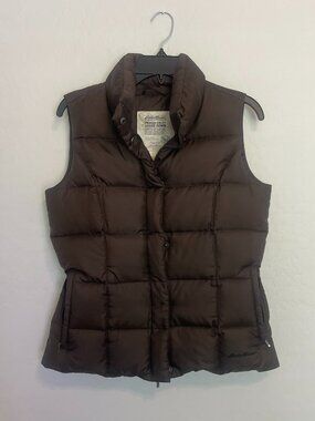 Eddie Bauer Brown Goose Down Puffer Vest Size: small